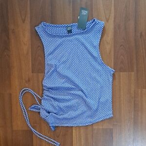 wild fable Blue & White Side-Tie Sleeveless Tank